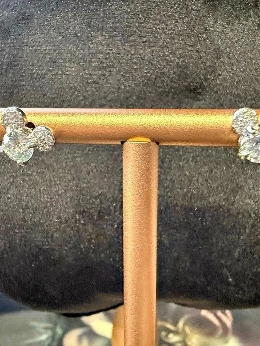 Mickey Moissanite  Cluster Stud Earrings in Silver Plated Like New